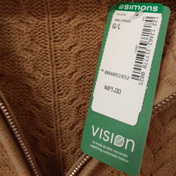 NWT Braided Cable-Knit Zippered Cardigan | SIMONS Contemporary | Vision - Picture 9 of 10